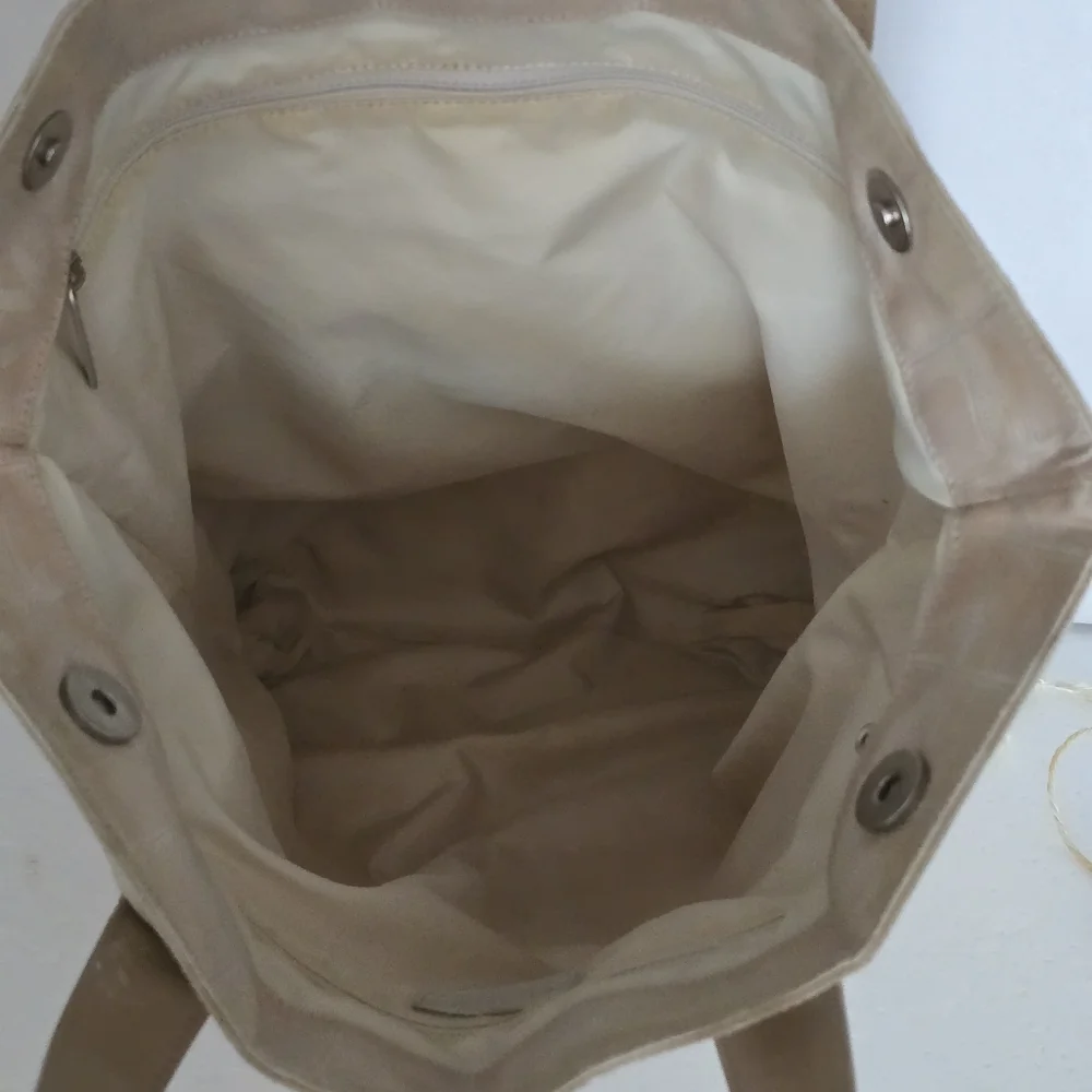 Authentic Chanel Travel Line Beige Jaquard CC Logo Large Totebag